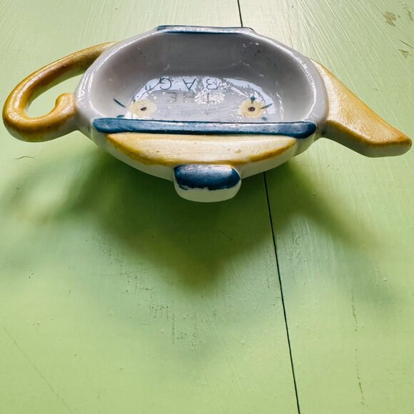 Vintage Tea Bag Rest Ceramic Teapot Tea Rest "Let Me Hold the Bag" Yellow Blue - Picture 4 of 5